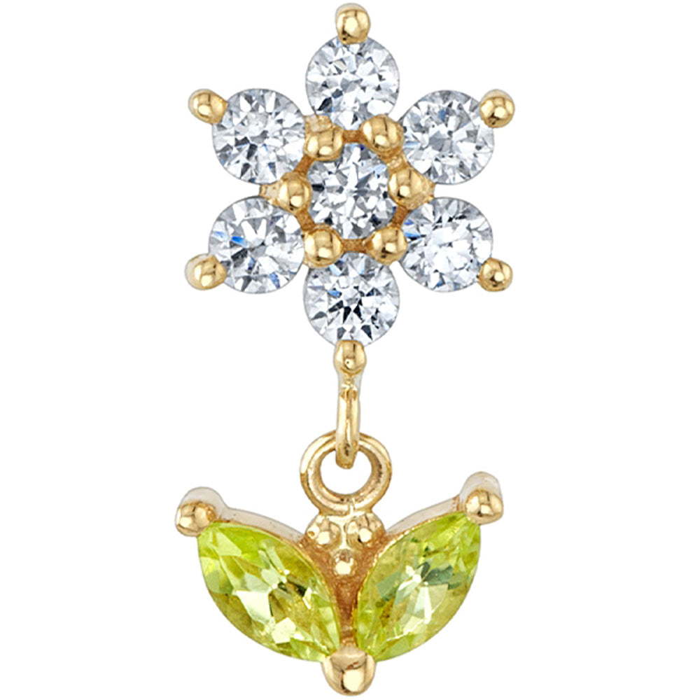 "Danie" Threaded End in Gold & Platinum with White CZ & Peridot