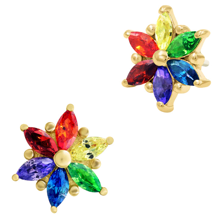 threadless: "Marsha" End in Gold with Rainbow CZ's