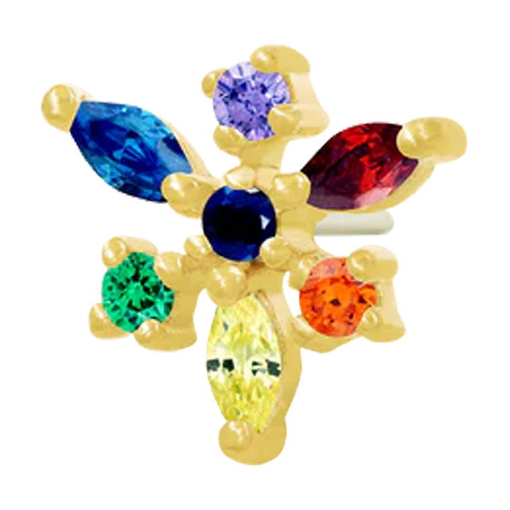 threadless: "Laverne" End in Gold with Rainbow CZ's