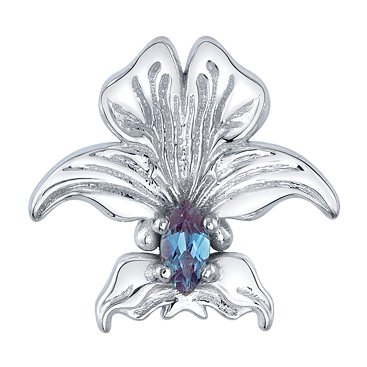 "O'Keefe 2" Threaded End in Gold & Platinum with Chatham Alexandrite