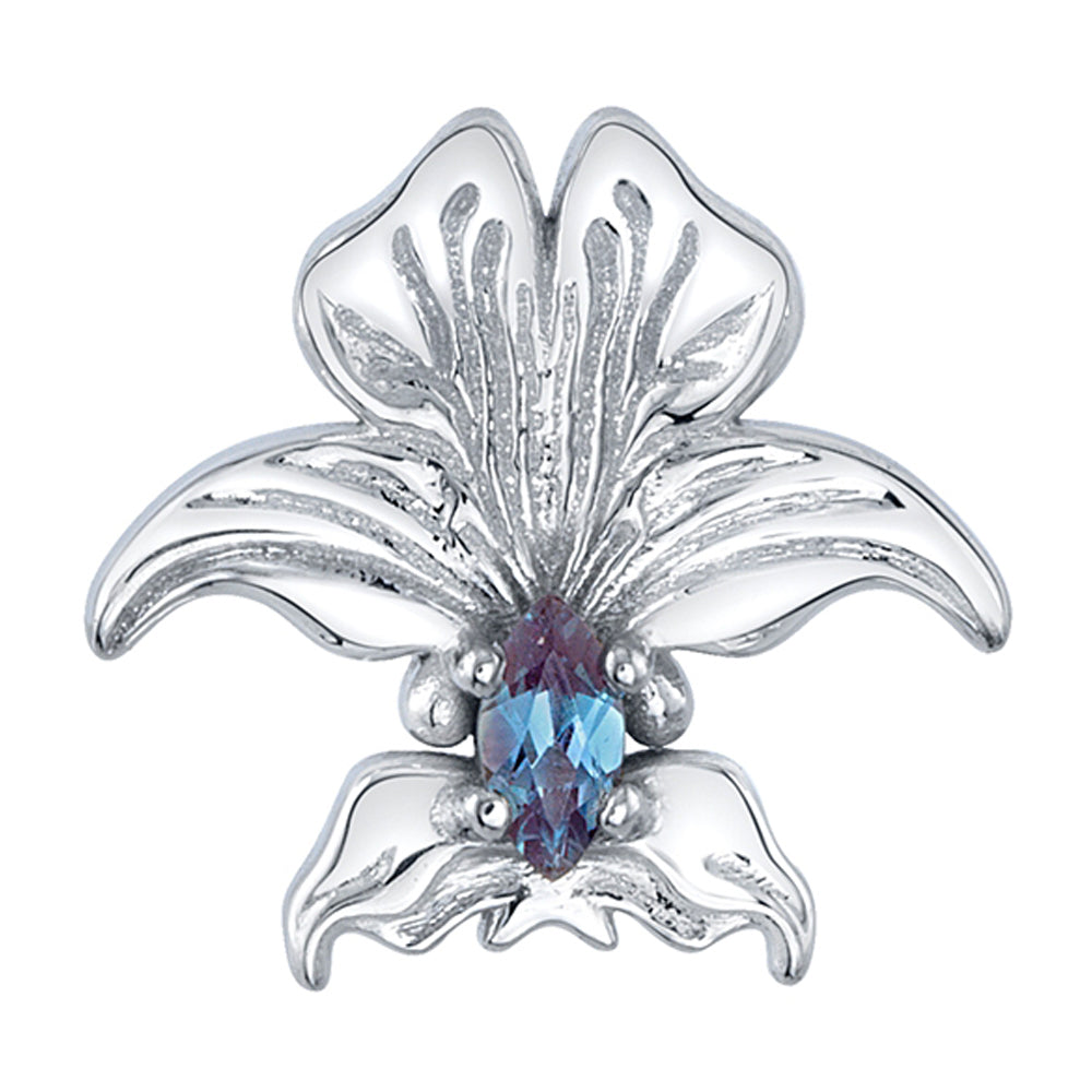 "O'Keefe 2" Threaded End in Gold & Platinum with Chatham Alexandrite