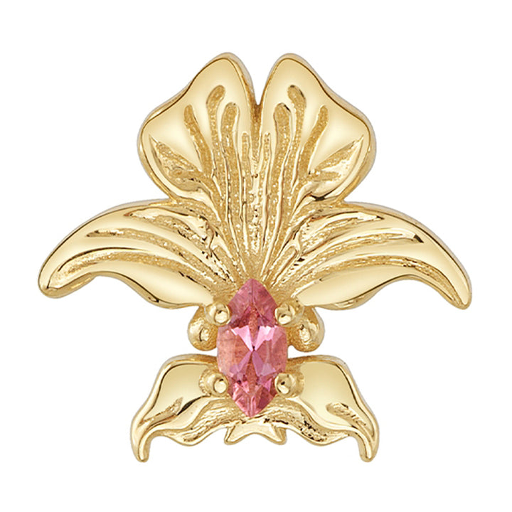 "O'Keefe 2" Threaded End in Gold & Platinum with Pink Sapphire