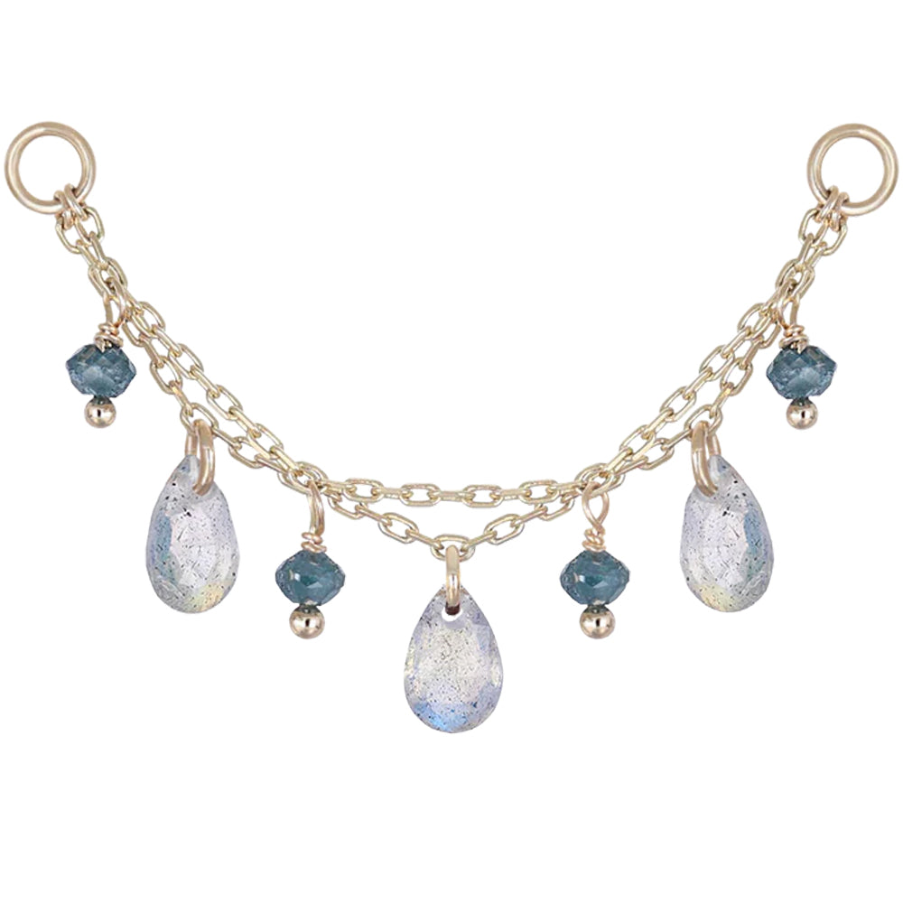 "Sonnet" Chain Attachment in Gold with Gemstones