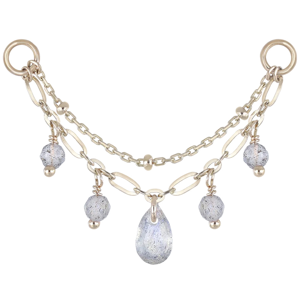 "Sonnet II" Chain Attachment in Gold with Gemstones