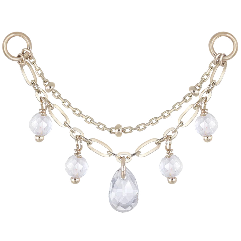 "Sonnet II" Chain Attachment in Gold with Gemstones