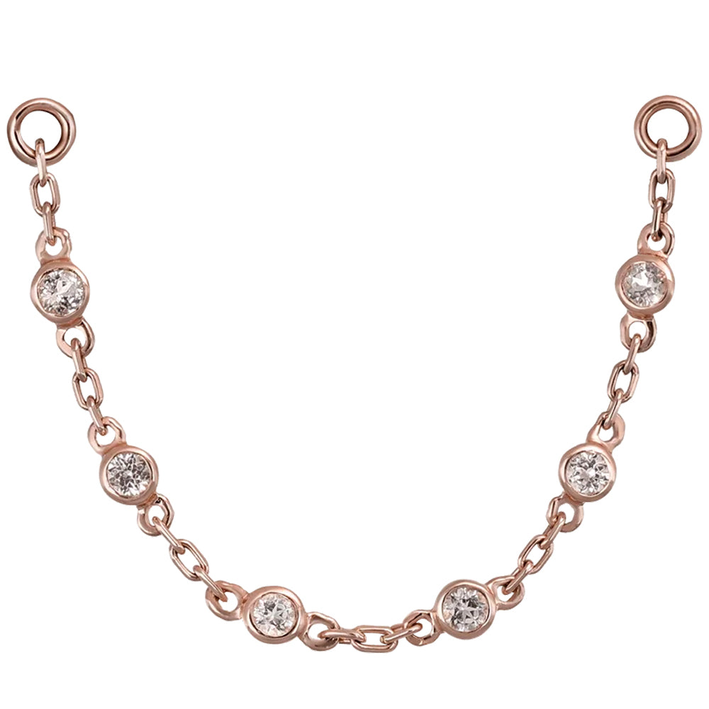 Tiny Bezel Chain Attachment in Gold with Gemstones