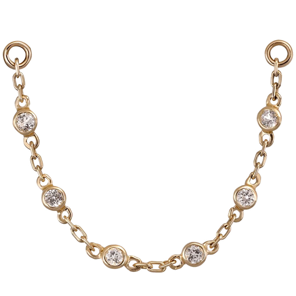 Tiny Bezel Chain Attachment in Gold with Gemstones