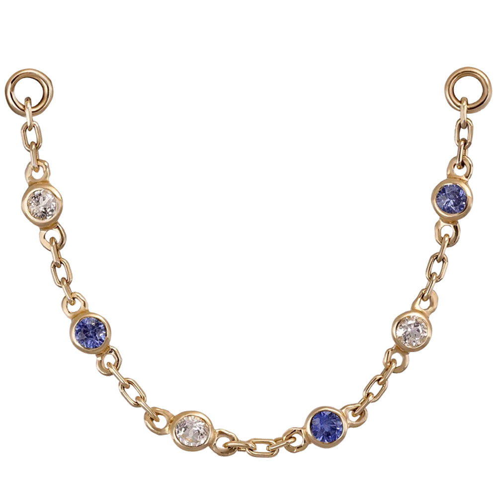 Tiny Bezel Chain Attachment in Gold with Gemstones