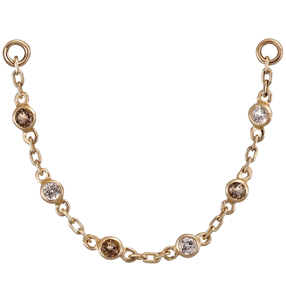 Tiny Bezel Chain Attachment in Gold with Gemstones