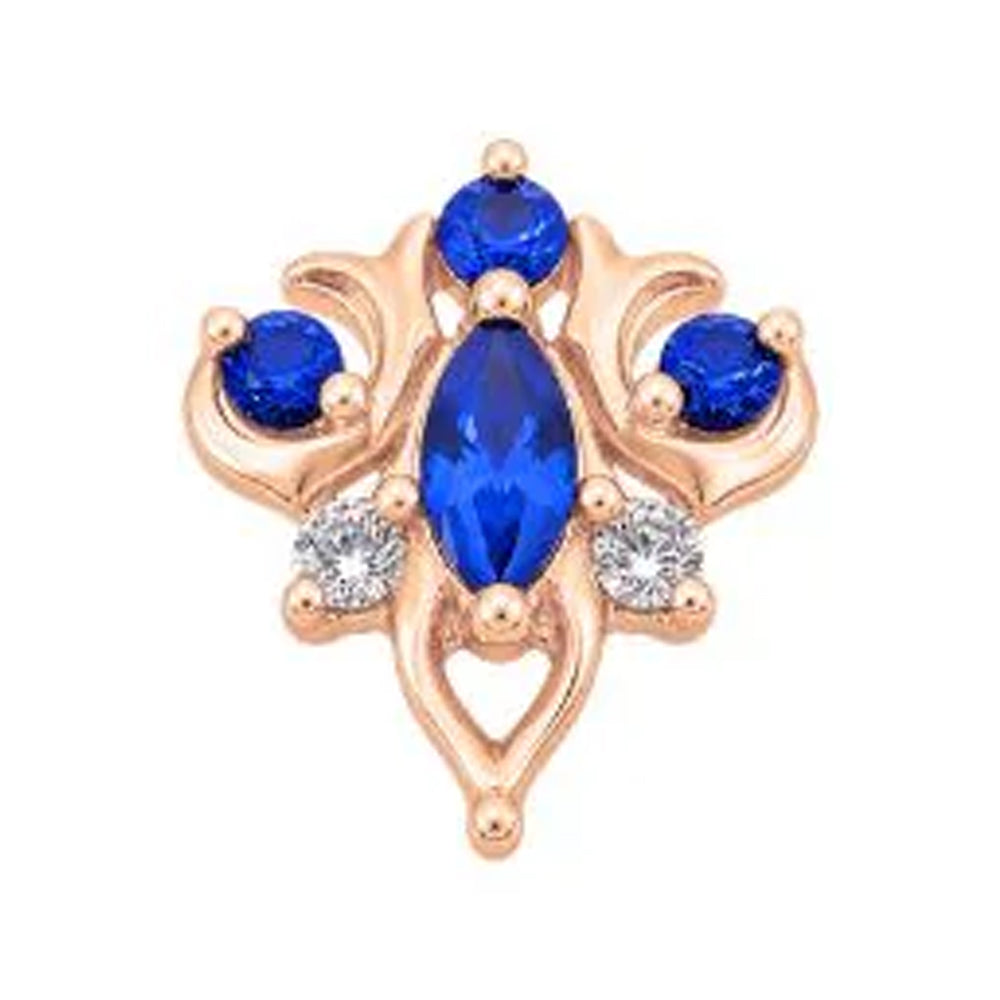 threadless: "Oleander" End in Gold with Blue Sapphire & CZ's