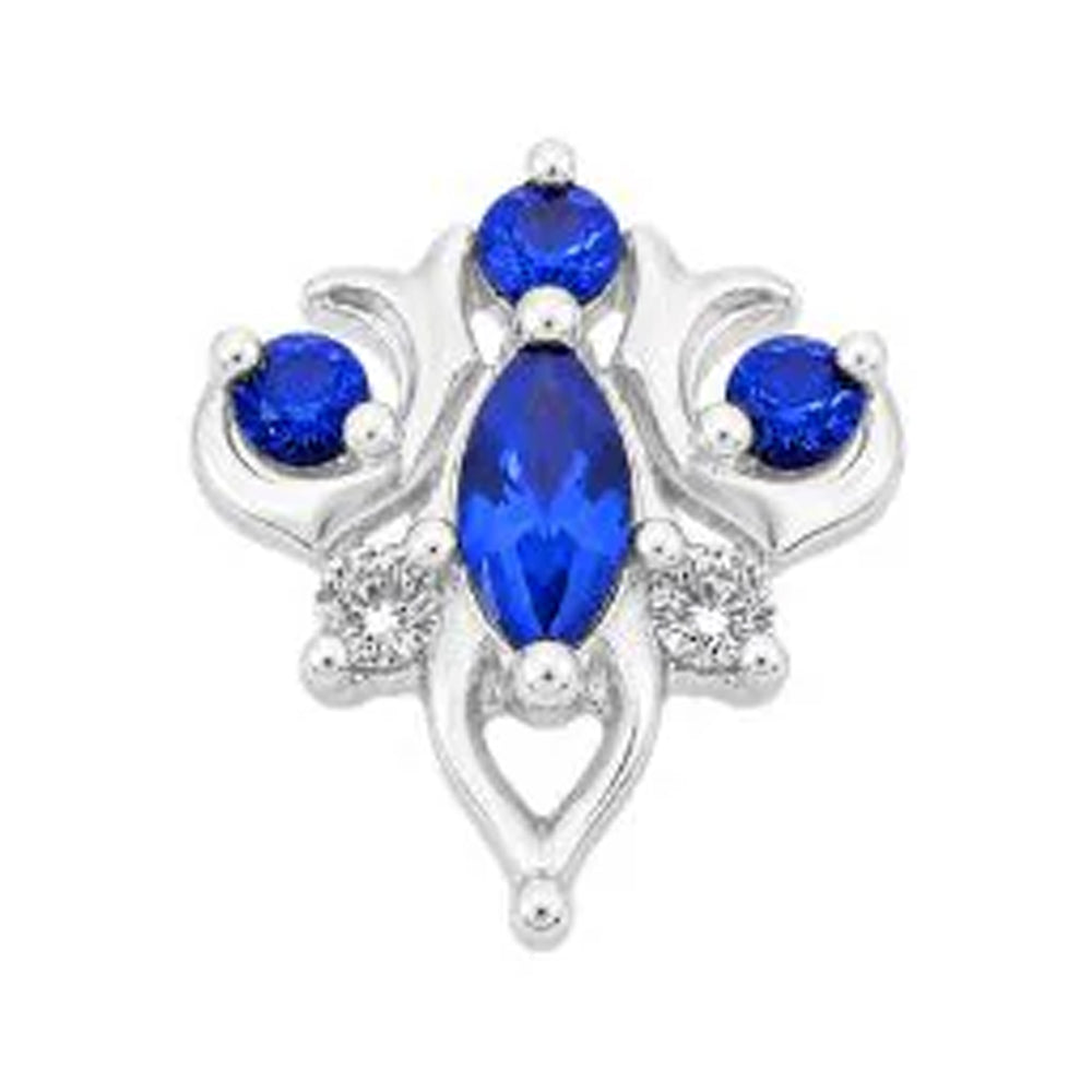 threadless: "Oleander" End in Gold with Blue Sapphire & CZ's