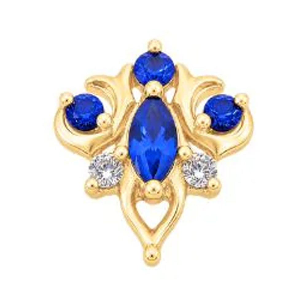 threadless: "Oleander" End in Gold with Blue Sapphire & CZ's