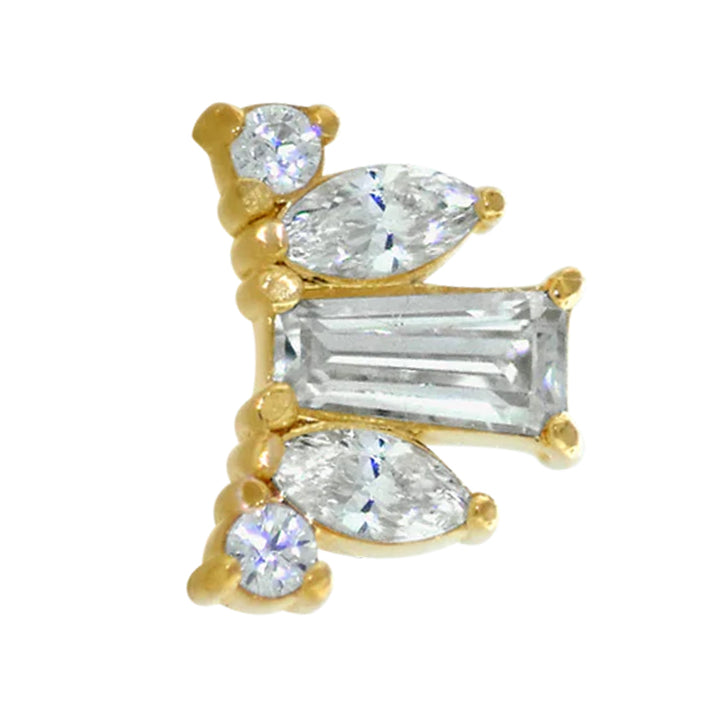 "Corona" Threaded End in Gold with Brilliant-Cut Gems