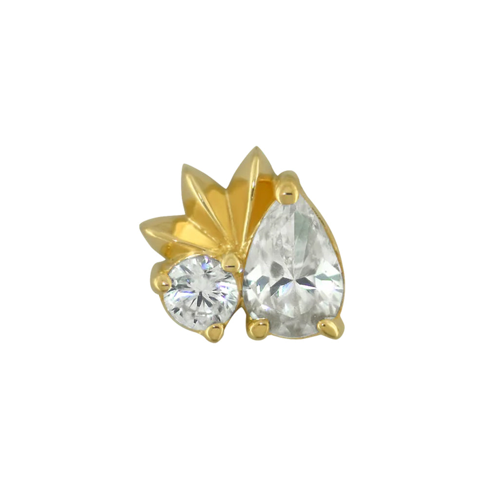 "Vega" Brilliant-Cut Gems Threaded End in Gold