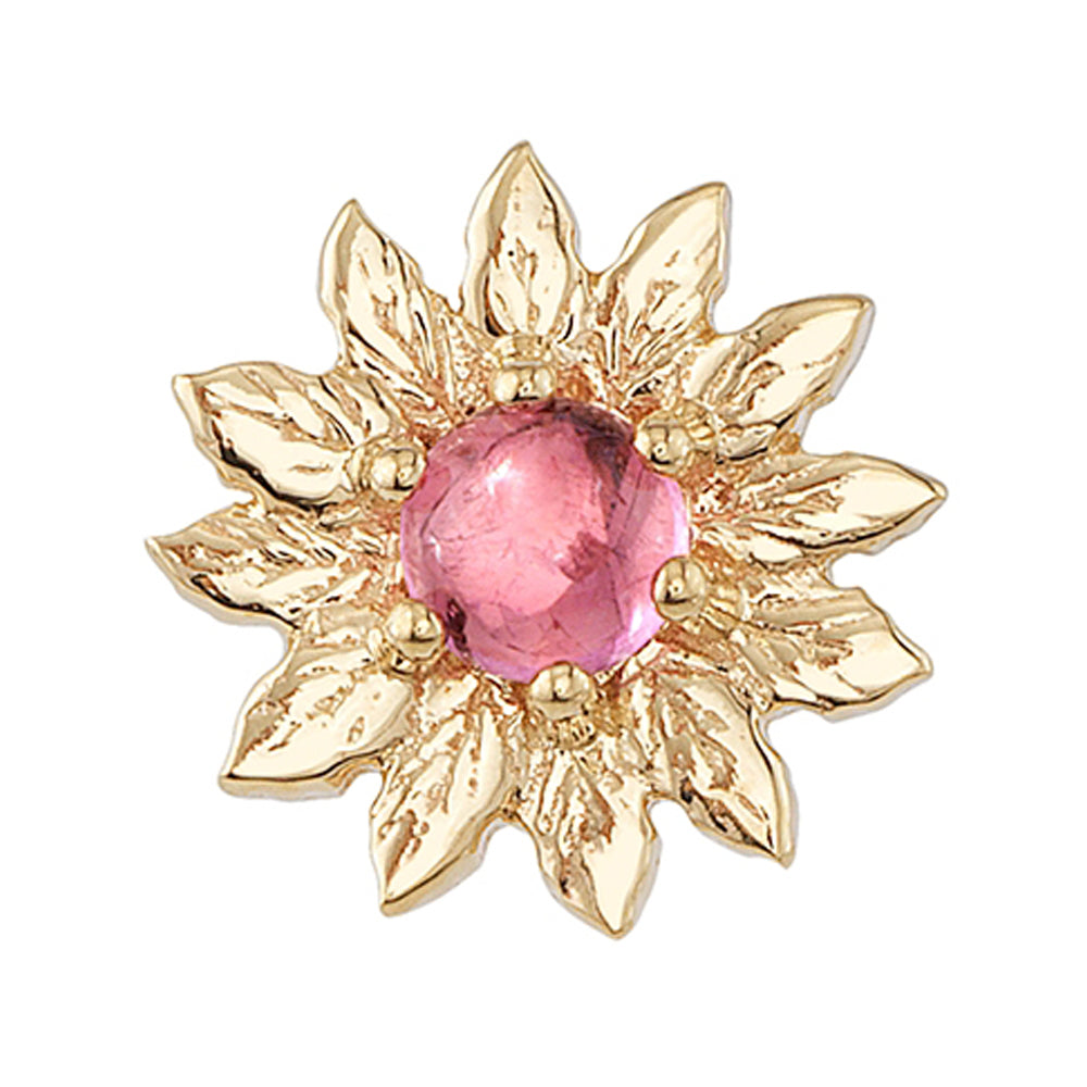 "Agrifola" Threaded End in Gold & Platinum with Pink Sapphire Cabochon