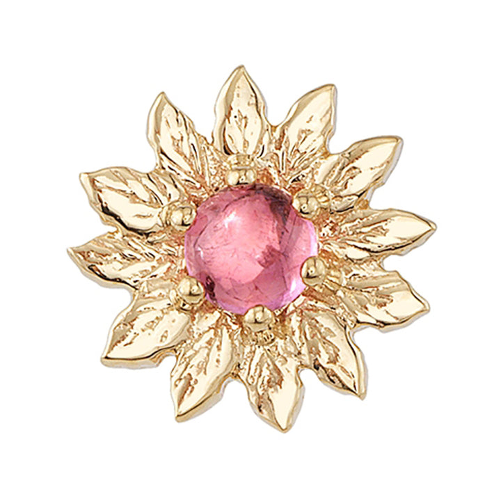 "Agrifola" Threaded End in Gold & Platinum with Pink Sapphire Cabochon