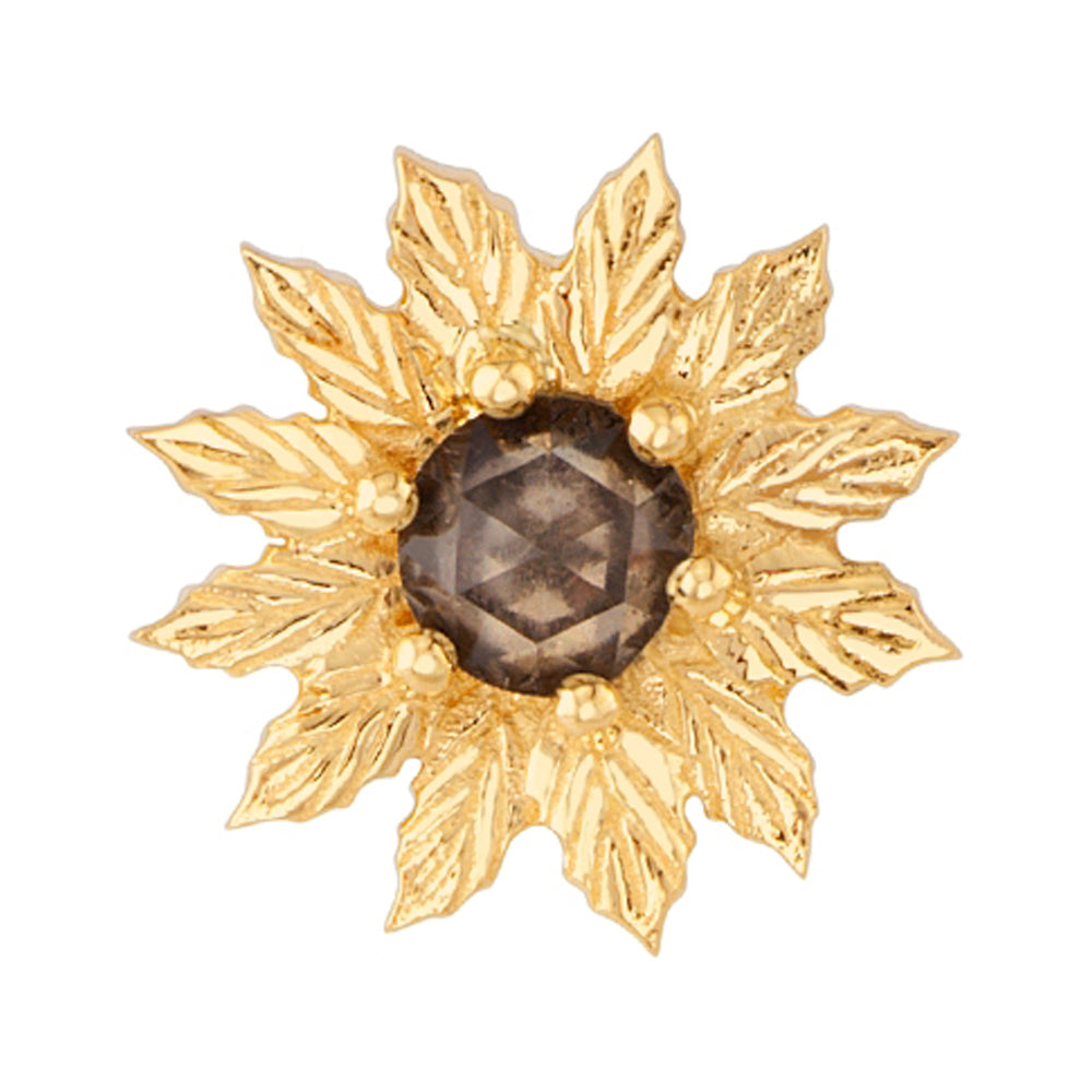 "Agrifola" Threaded End in Gold & Platinum with Rose Cut Smoky Quartz