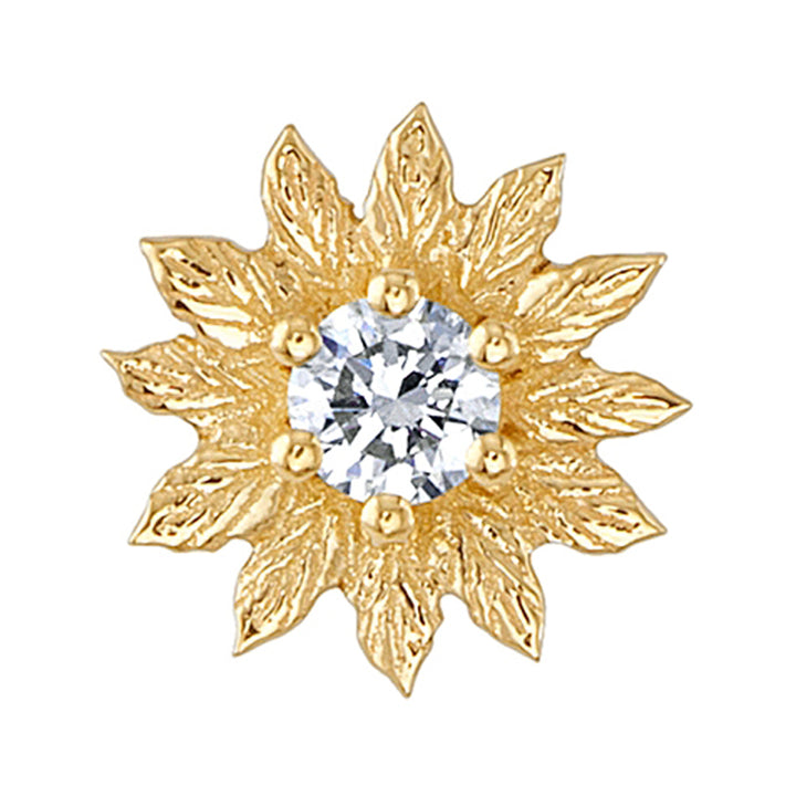 "Agrifola" Threaded End in Gold & Platinum with White CZ