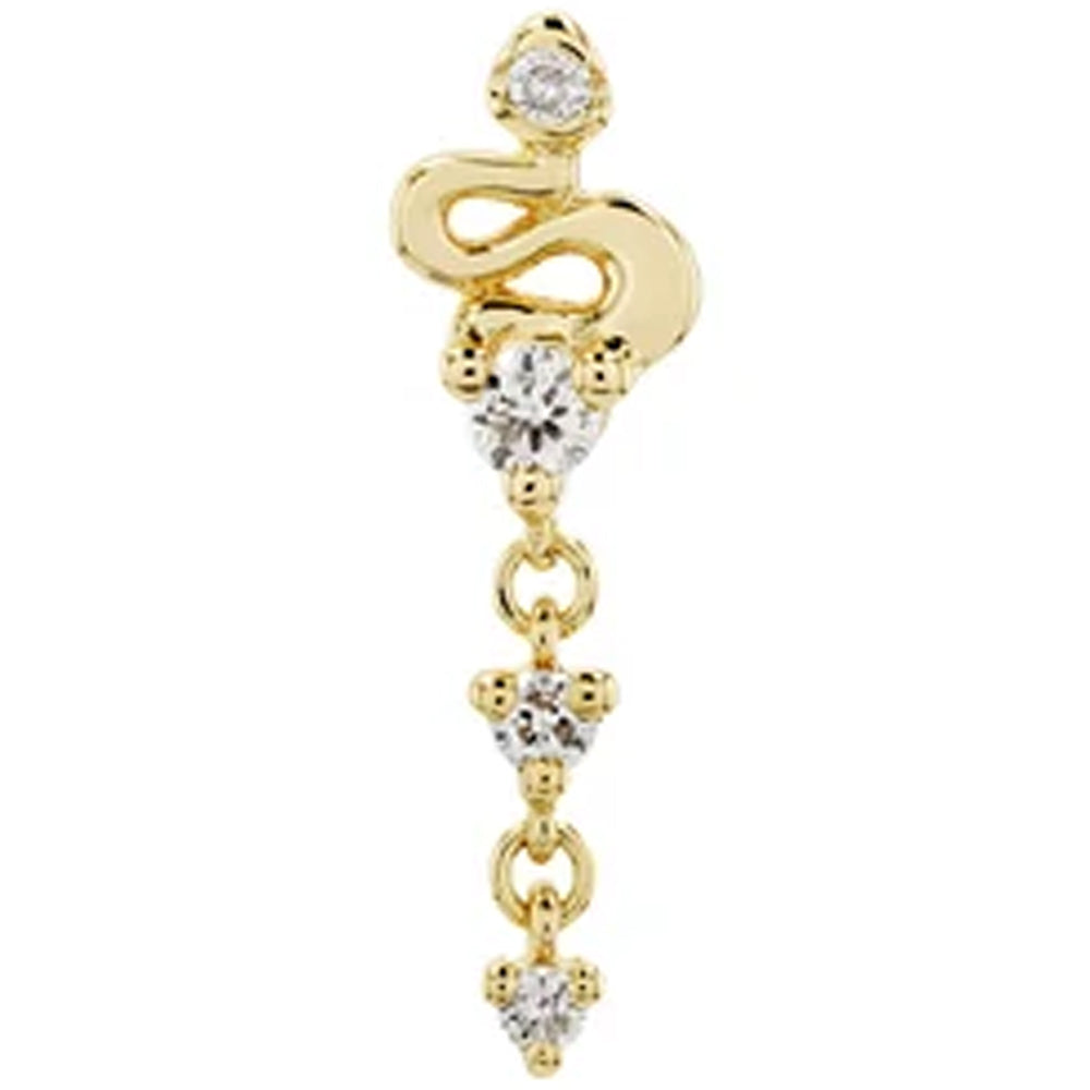 threadless: Viper Mini End with Dangle in Gold with Diamonds