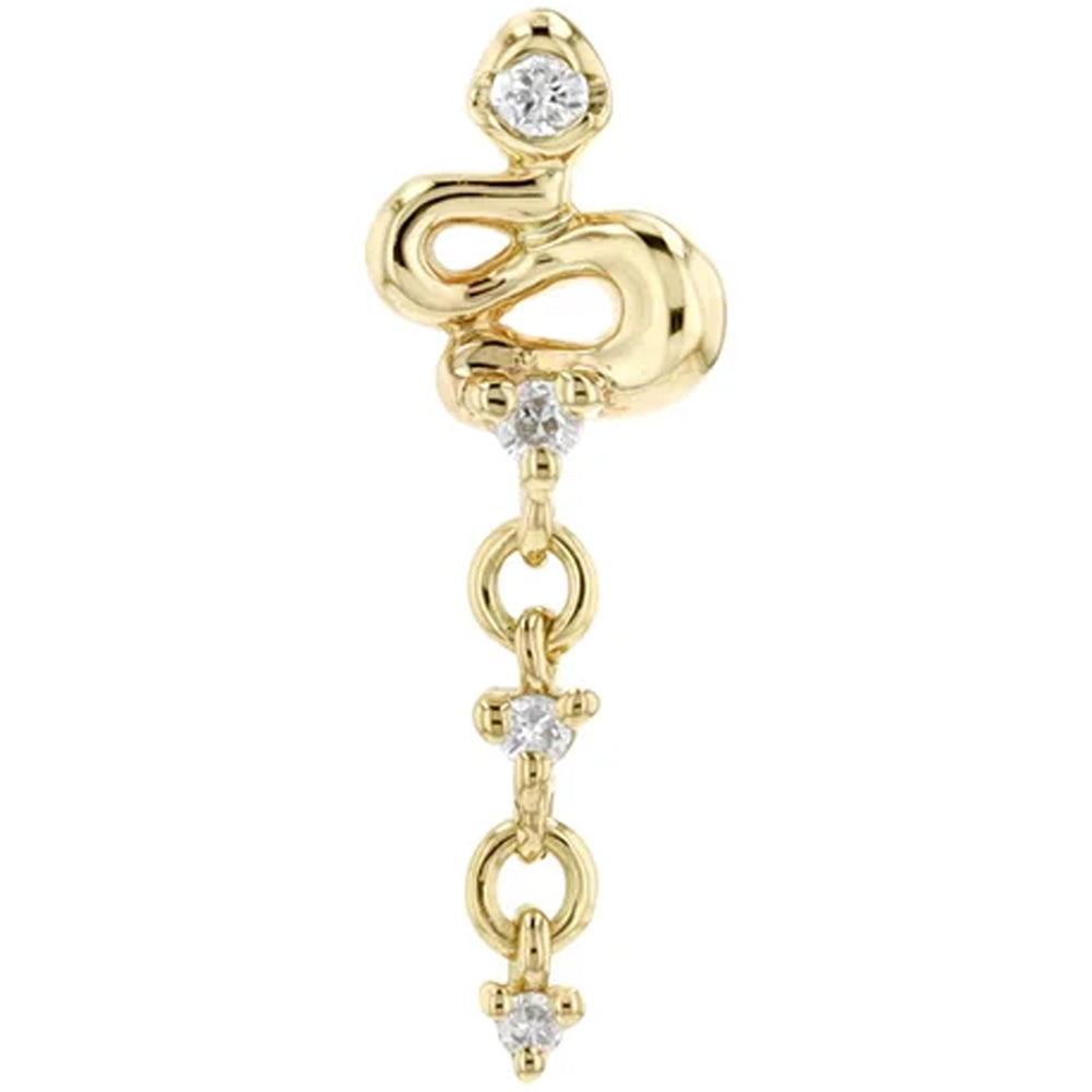 threadless: Viper Mini End with Dangle in Gold with Diamonds