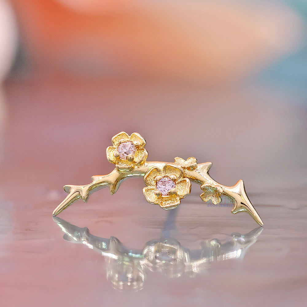 threadless: Cherry Blossom Pin in Gold with Gemstones