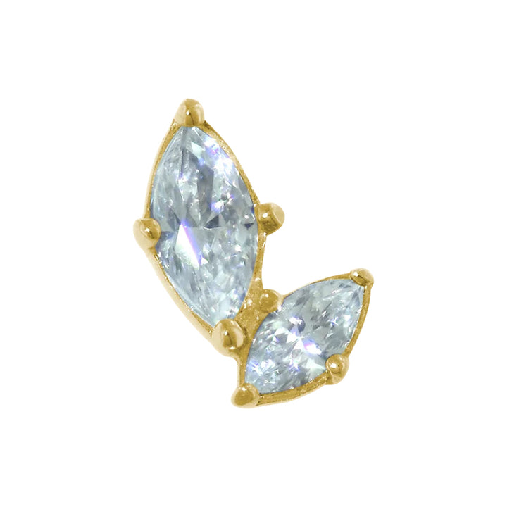 threadless: Marquise Duo End in Gold with Brilliant-Cut Gems