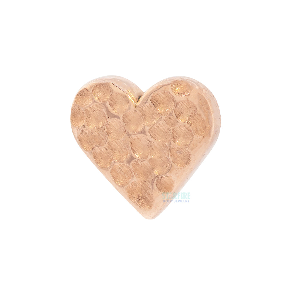 "Heart <3" Hammered Finish Threaded End in Gold