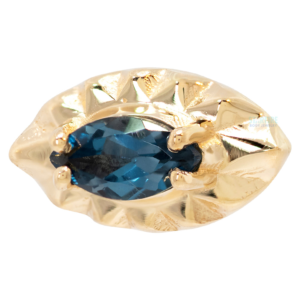 "Helio" Threaded End in Gold with London Blue Topaz