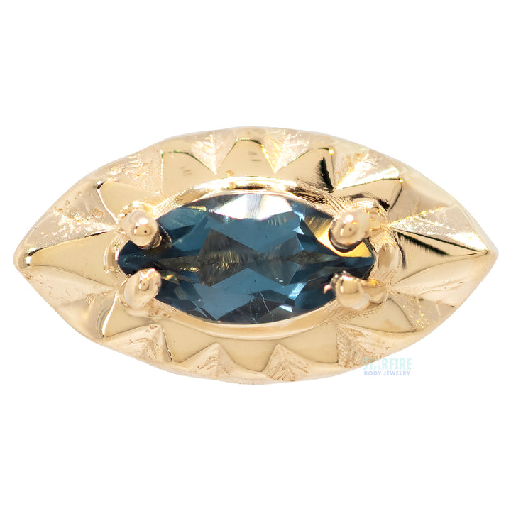 "Helio" Threaded End in Gold with London Blue Topaz