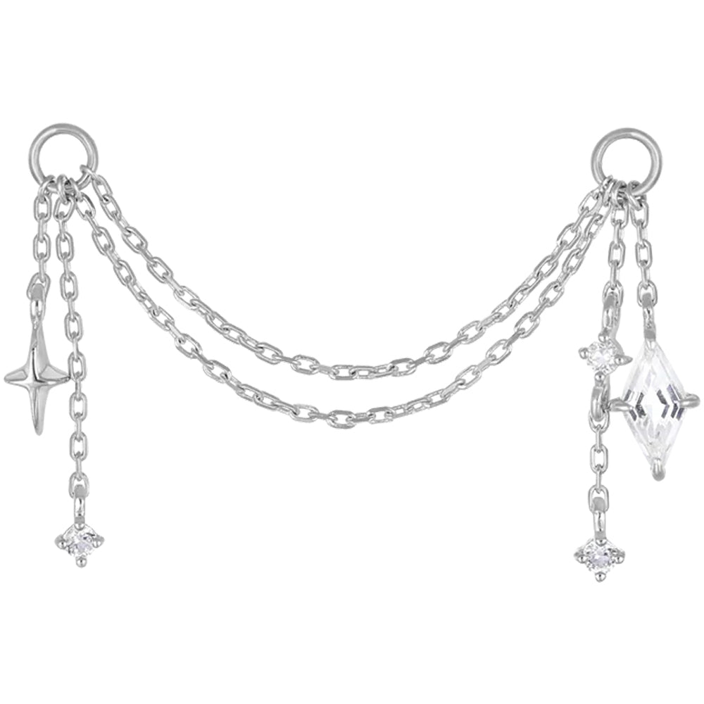"Julia" Chain Attachment in Gold with White Topaz