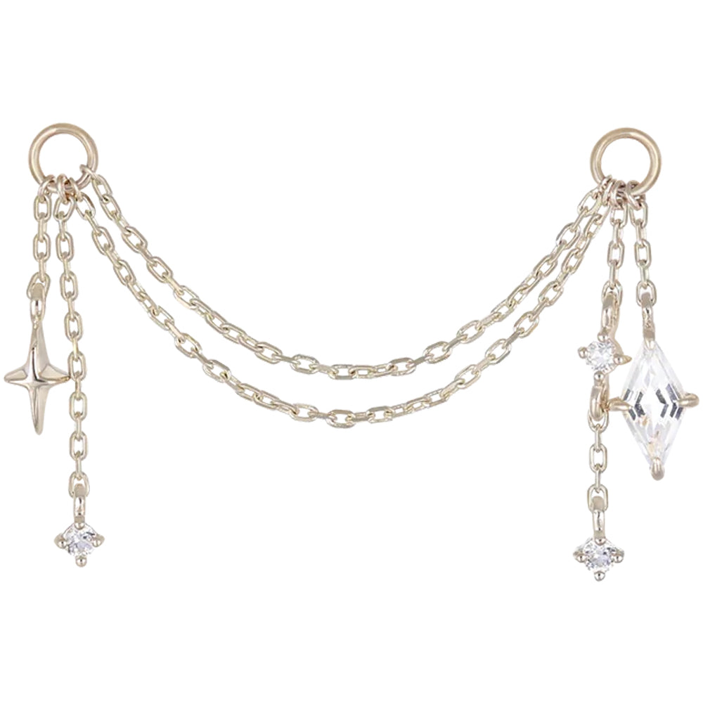 "Julia" Chain Attachment in Gold with White Topaz