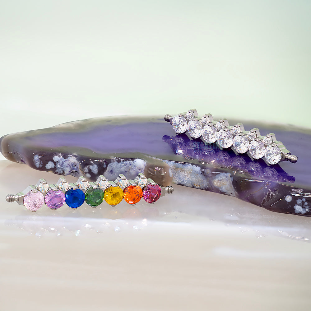 "Odyssey" Faceted Gem Orbit Bar Dual Threaded End - custom color combos