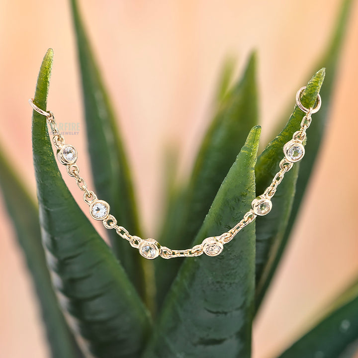 Tiny Bezel Chain Attachment in Gold with Gemstones