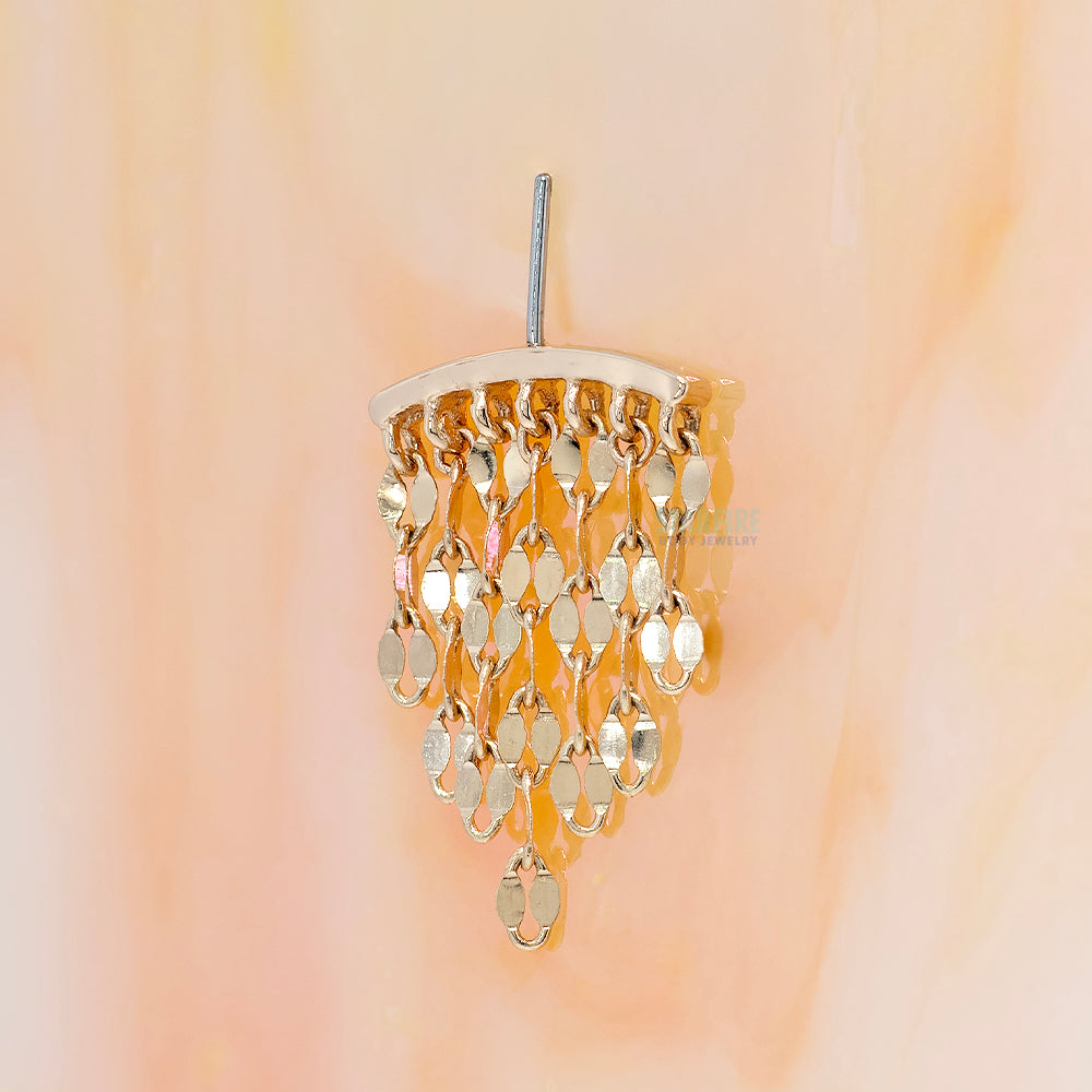 threadless: "Aurelle" Hidden Helix End with Chains in Gold