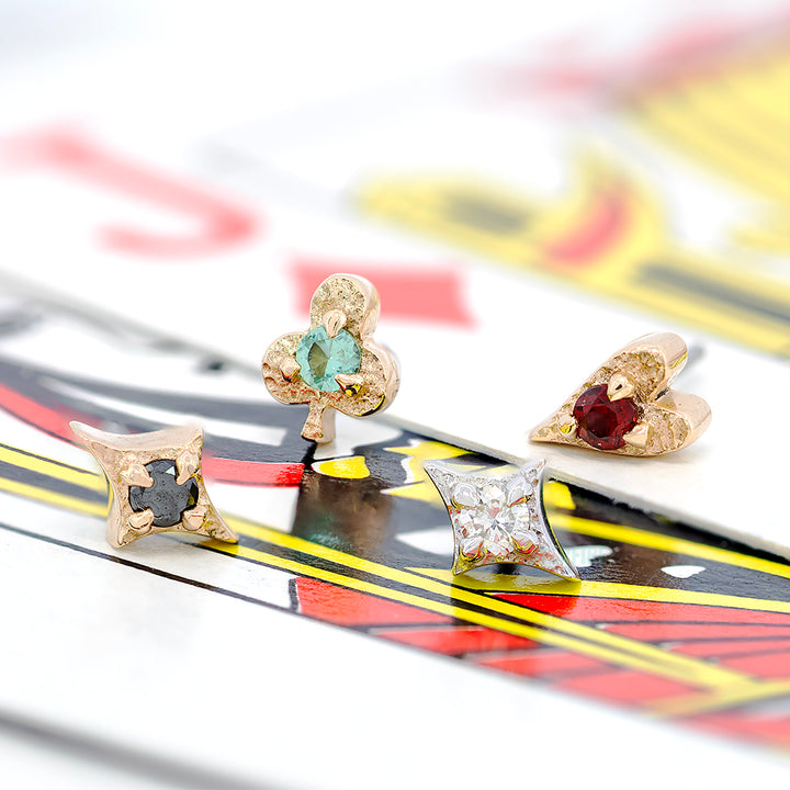 threadless: Diamond "Ace of Gems" End in Gold with Natural Gemstone