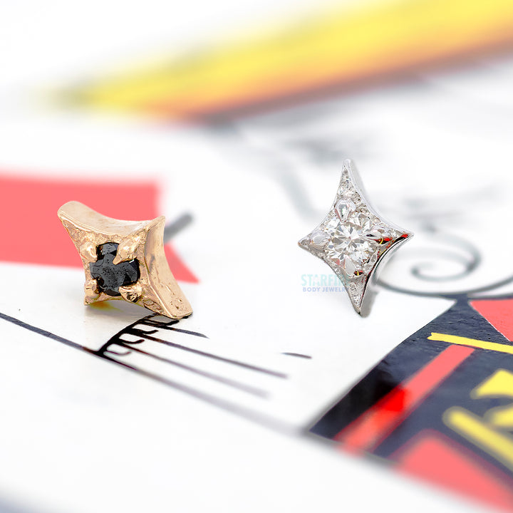 threadless: Diamond "Ace of Gems" End in Gold with Natural Gemstone