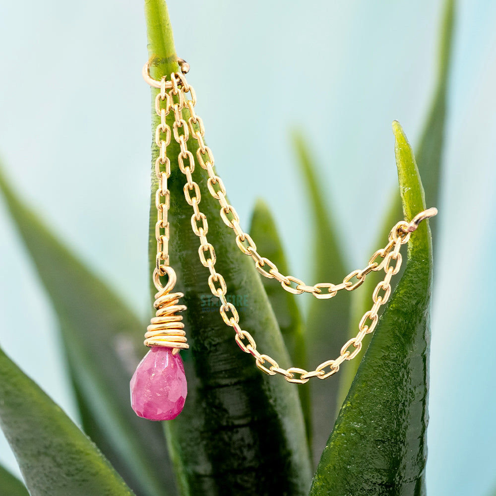 "Double Decker" Chain Attachment in Gold with Ruby