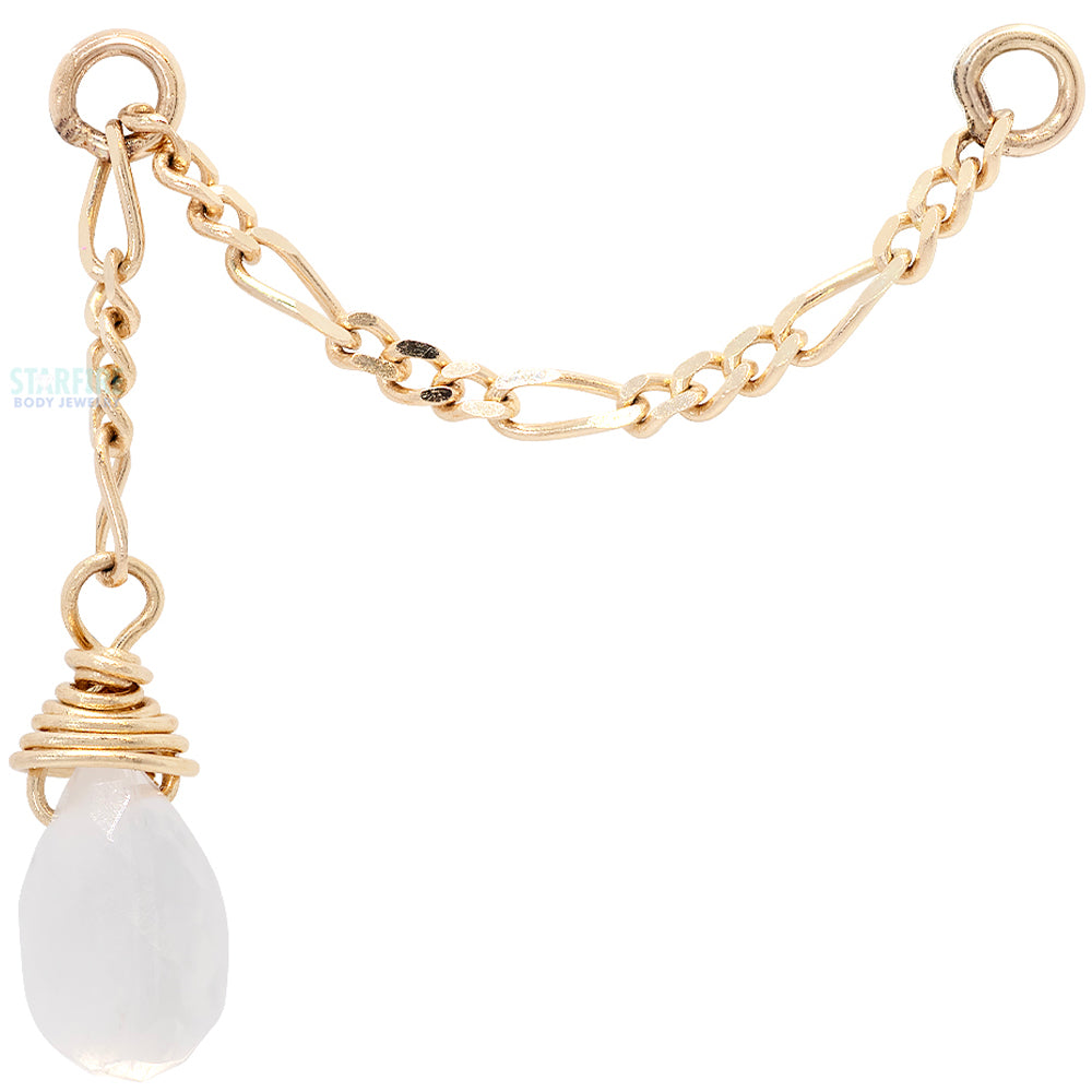 Figaro Chain Attachment in Gold with Moonstone