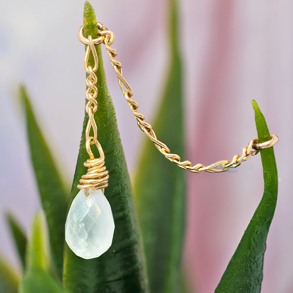 Figaro Chain Attachment in Gold with Moonstone