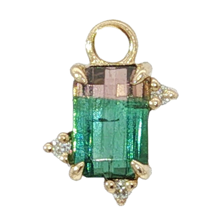 Watermelon Tourmaline with Diamond Accents Charm in Gold