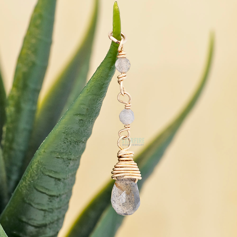 "Raindrop 2" Chain Charm in Gold with Natural Gemstones