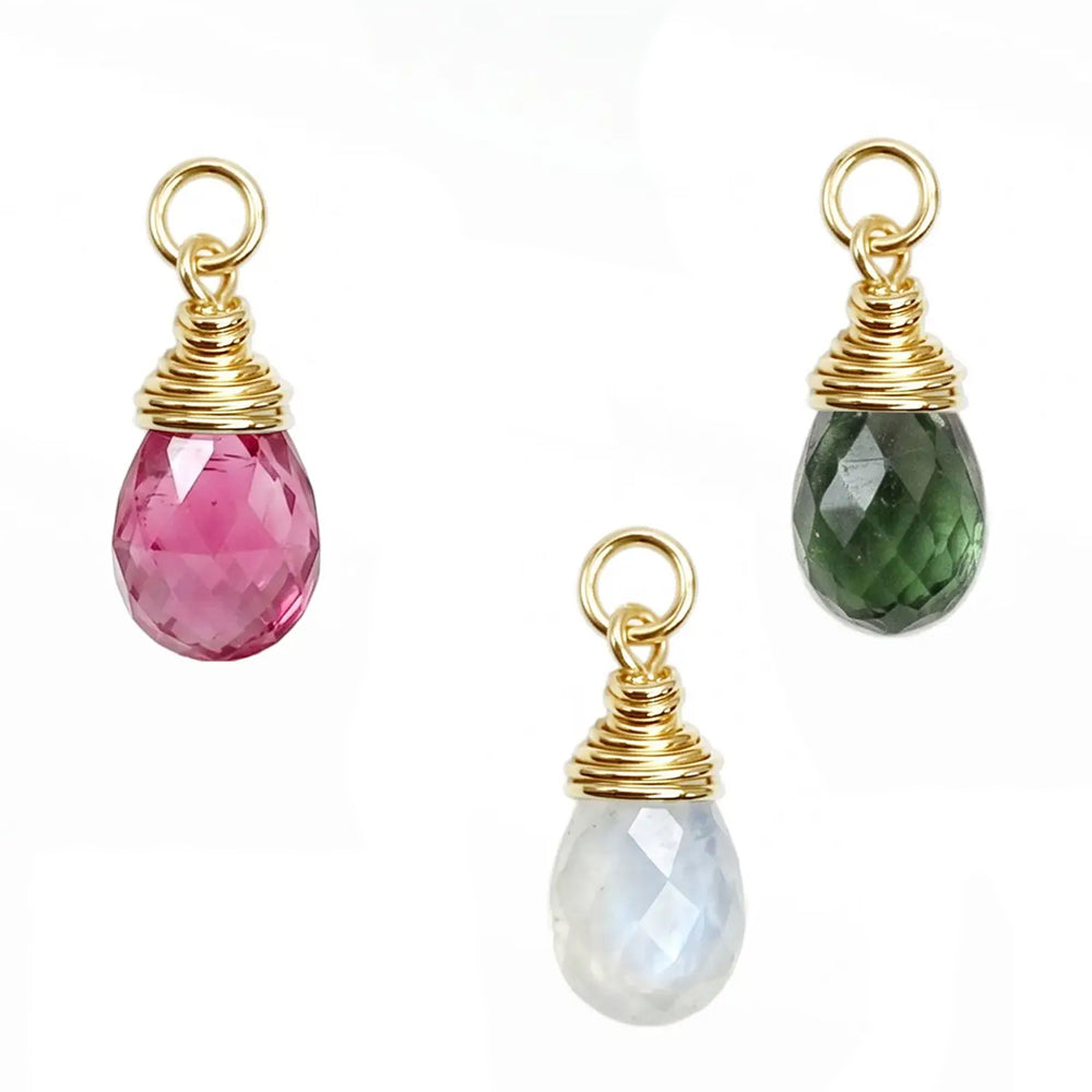 "Raindrop" Charm in Gold with Natural Gemstone