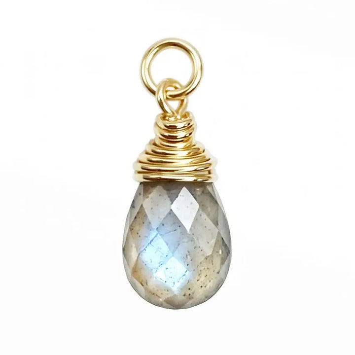 "Raindrop" Charm in Gold with Natural Gemstone