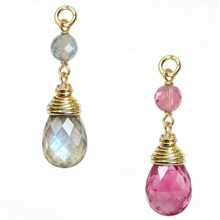 "Raindrop 1" Chain Charm in Gold with Natural Gemstones