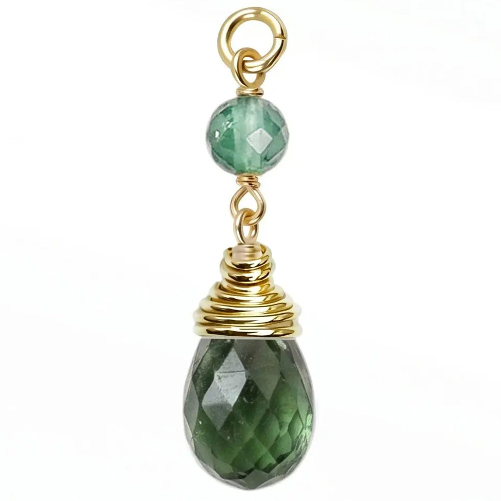 "Raindrop 1" Chain Charm in Gold with Natural Gemstones