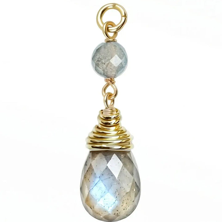 "Raindrop 1" Chain Charm in Gold with Natural Gemstones