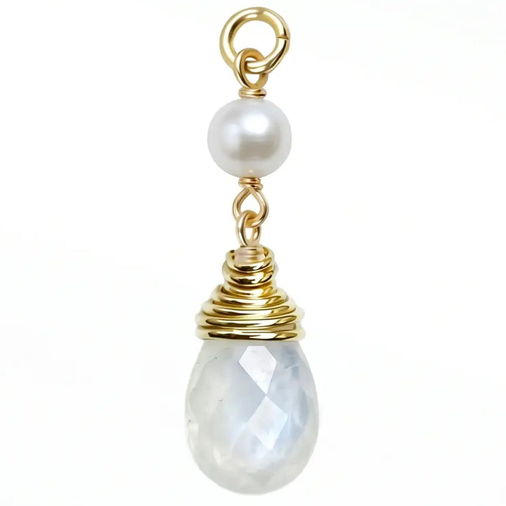 "Raindrop 1" Chain Charm in Gold with Natural Gemstones