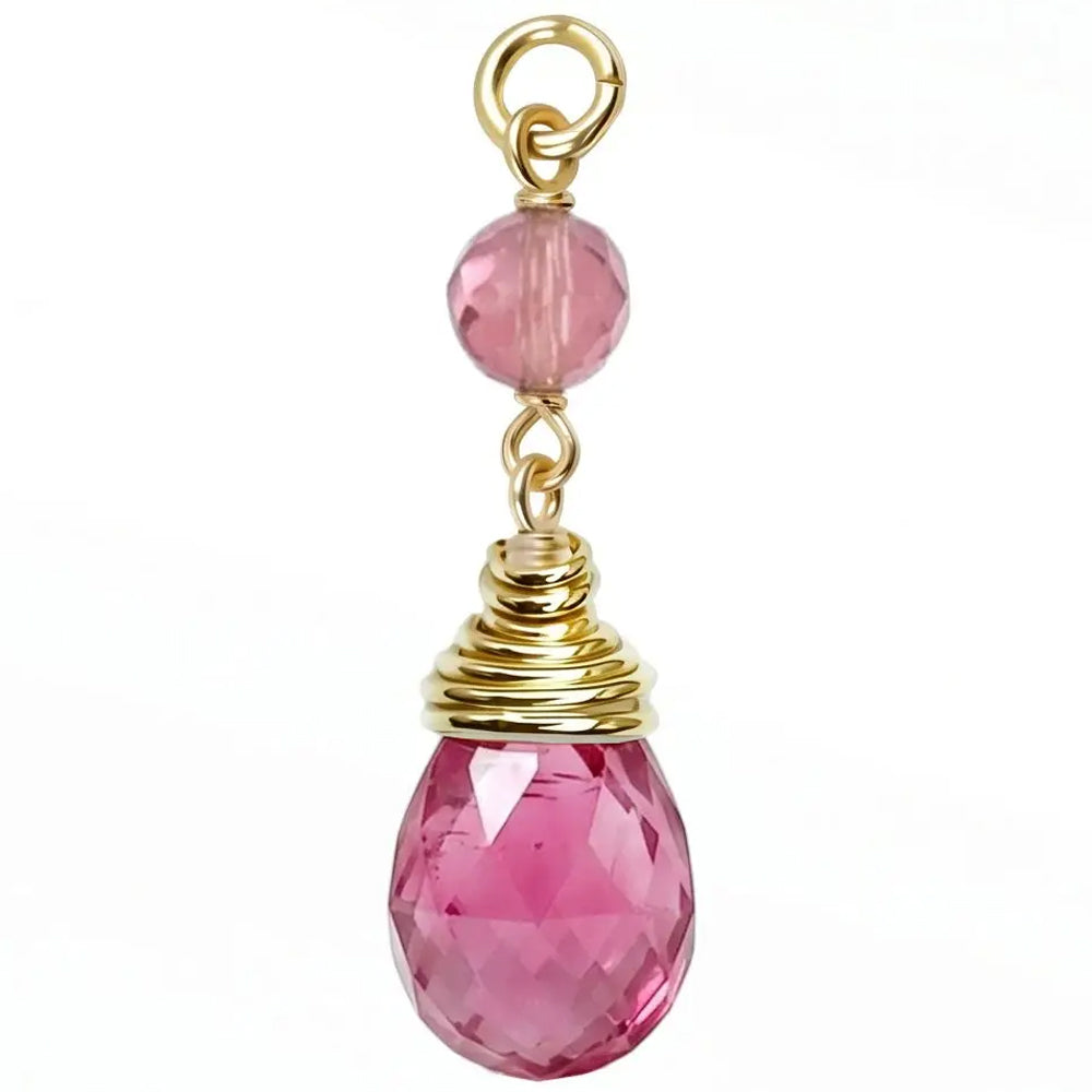 "Raindrop 1" Chain Charm in Gold with Natural Gemstones