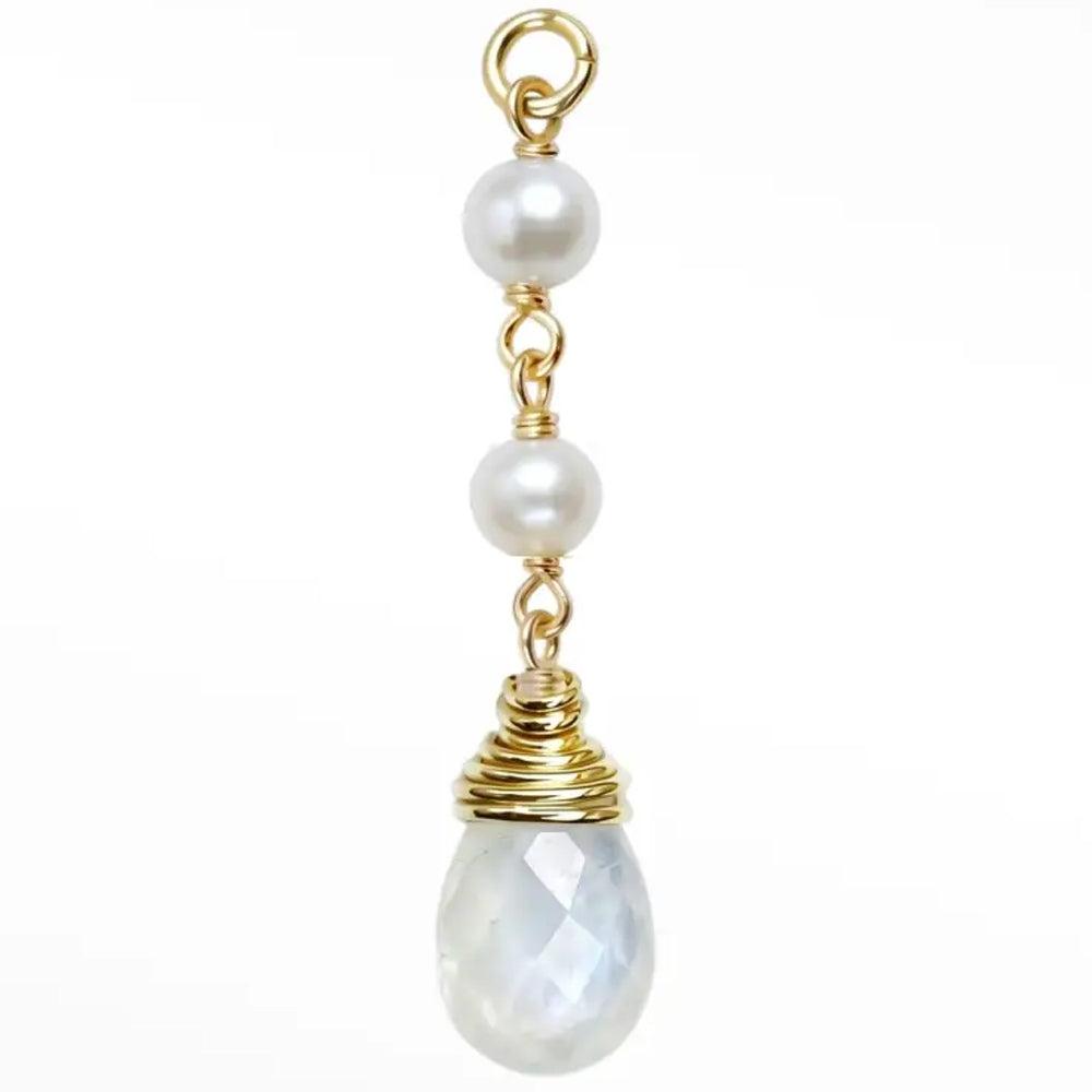 "Raindrop 2" Chain Charm in Gold with Natural Gemstones