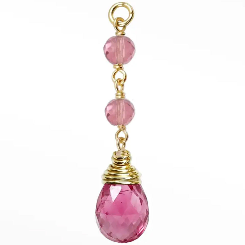 "Raindrop 2" Chain Charm in Gold with Natural Gemstones